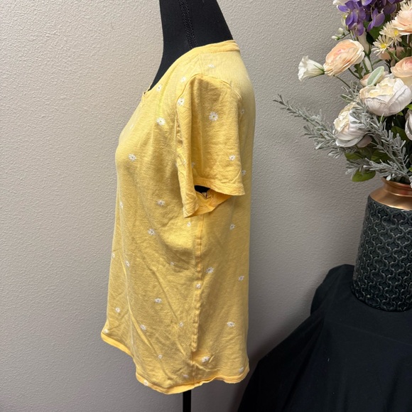 Victoria’s Secret PINK Yellow Daisy Print Tee Shirt Women’s Large Summer Casual - Picture 2 of 9